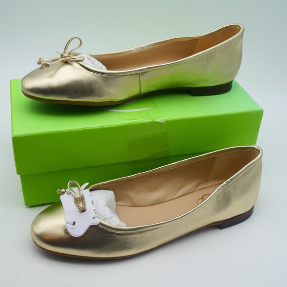 NEW Sam Edelman  Women's 8.5  Kaylee Gold Ballet FlatsLeather - Picture 1 of 9
